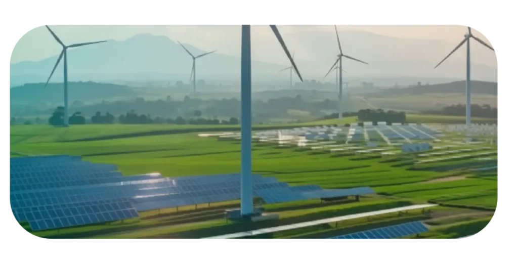 Wind turbines in green field